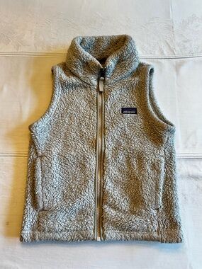 Patagonia Cream Sherpa Vest with Color-Strip Logo
